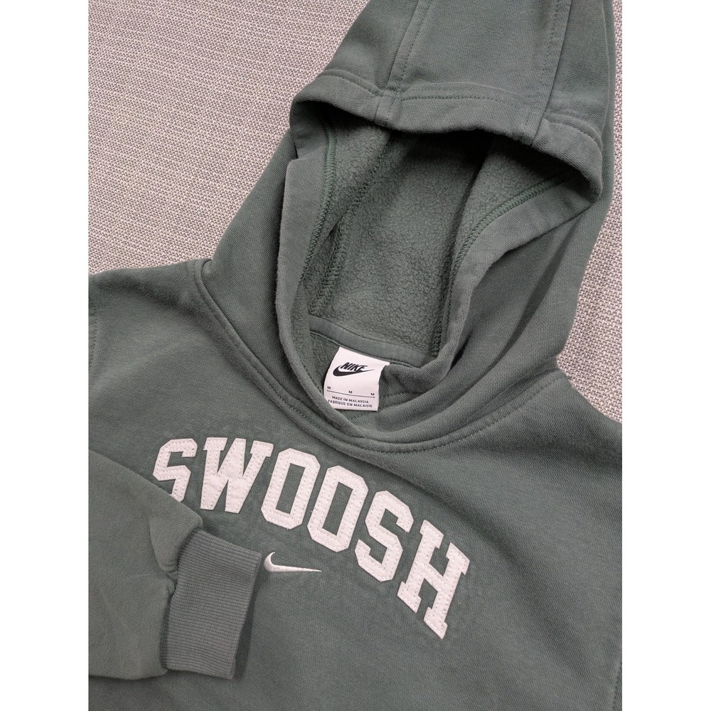 Nike Hoodie Boys 10-12 Green Fleece Pullover Swoosh Logo Kangaroo Pocket